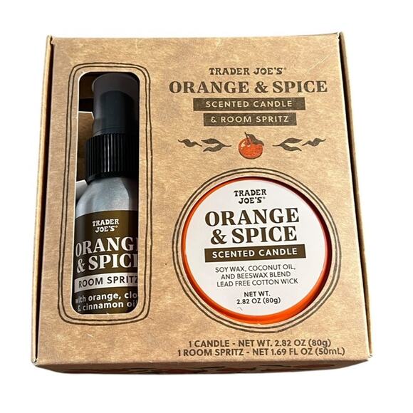 Trader Joes Orange Spice Scented Room Candle & Room Spritz Limited Edition Fall - Picture 1 of 6